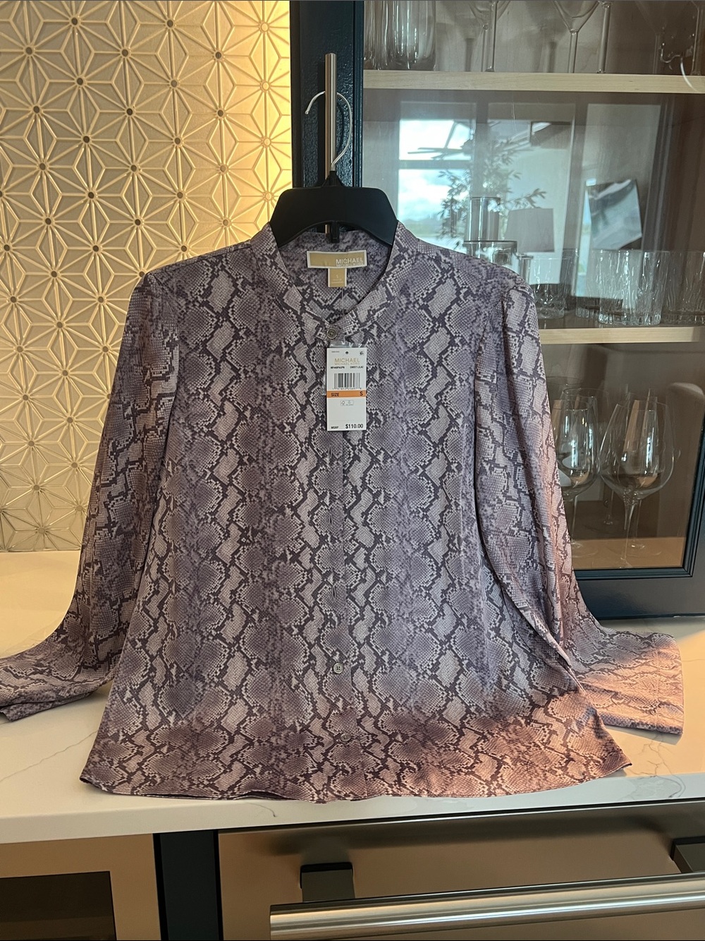 MICHAEL Michael Kors Lavender Snake-Print Button Front Shirt